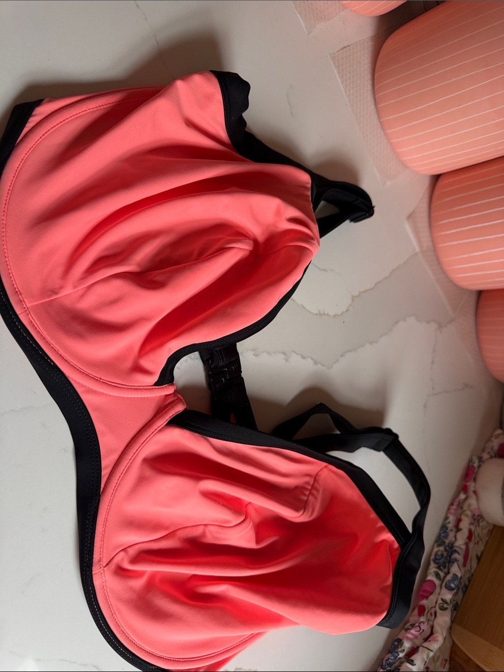 Bravissimo 36H Women’s Coral & Black Underwire Swim Top